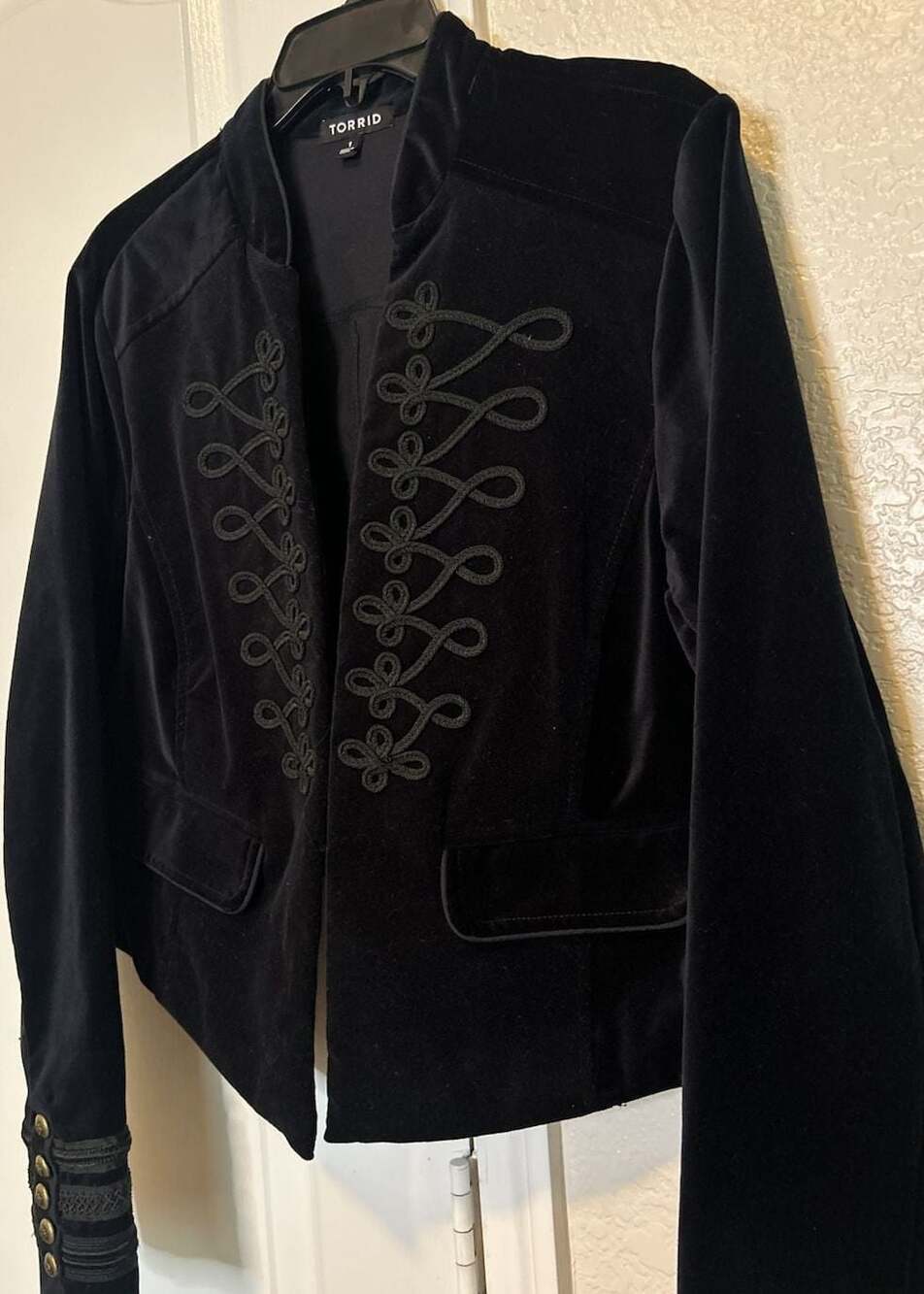 Torrid Black Velvet Military Style Jacket with Gold Button Details - Picture 11 of 11